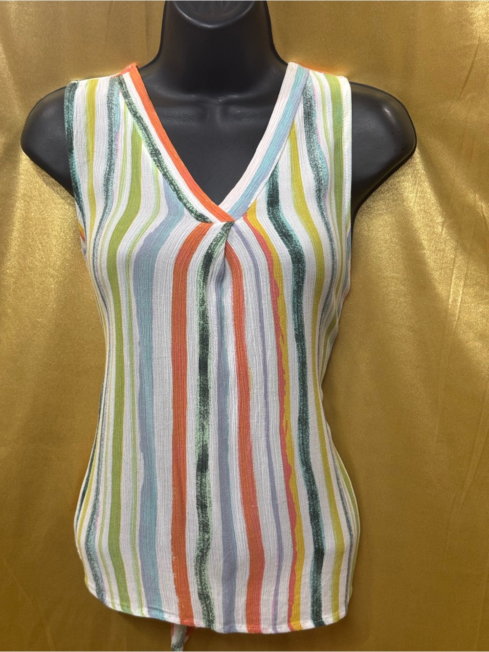 22nd Brand Colorful Striped V-Neck Tank Top - Made in USA, Size Small